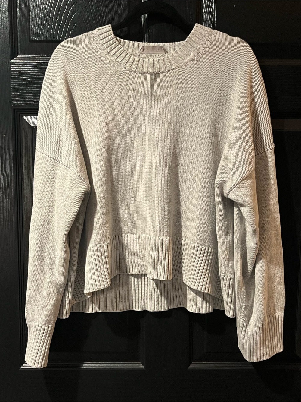 Everlane 100% Cotton Women's Cream Ribbed Hem Crewneck Sweater